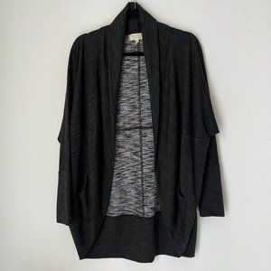 Max Studio Weekend Cocoon Open Front Cardigan Charcoal Pockets Size L